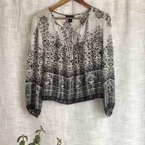 The Limited Silk Semi Sheer Peasant Blouse